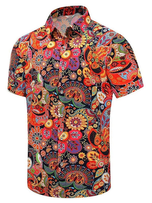 Men's Beach Vacation Floral Short Sleeve Shirt