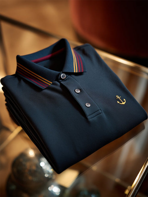 Men's Business Casual Button Short Sleeve Polo Shirt
