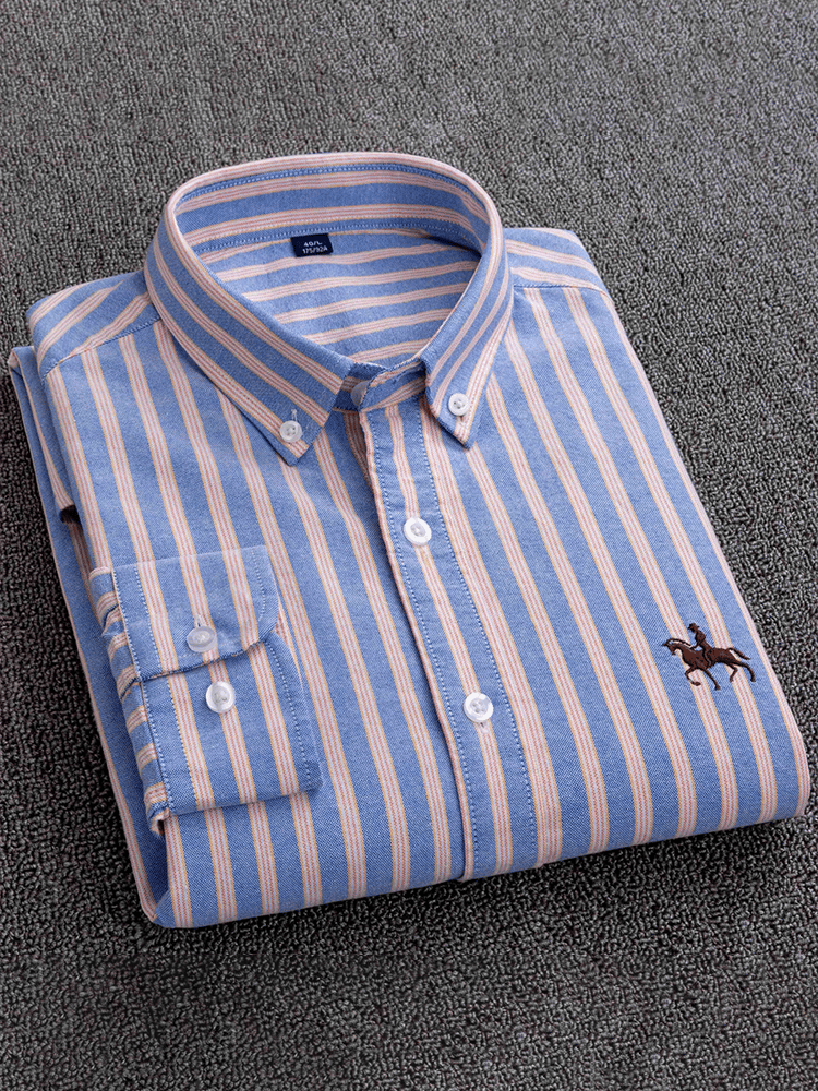 Men's Cotton Oxford Long Sleeve Business Shirt