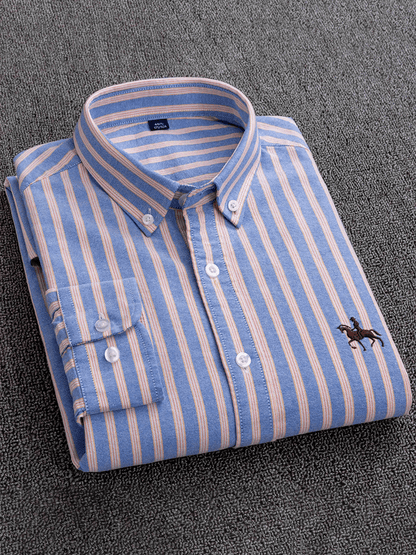 Men's Cotton Oxford Long Sleeve Business Shirt