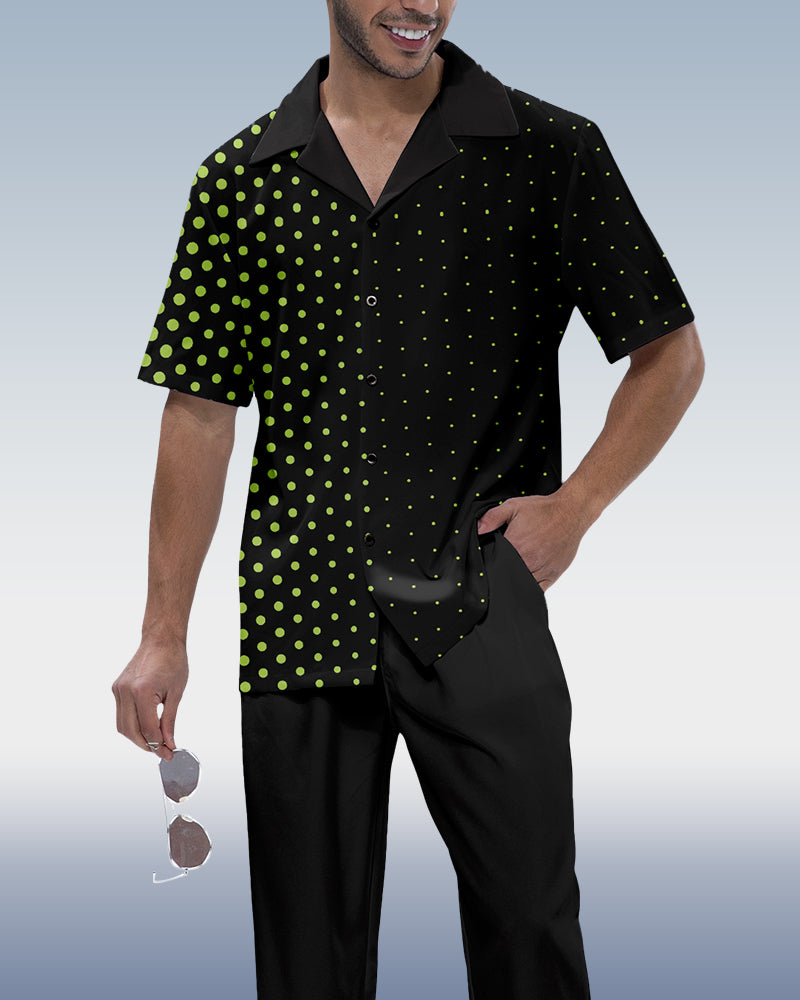 Rianmond Men's Polka Dot Print Short Sleeve Walking Suit 215