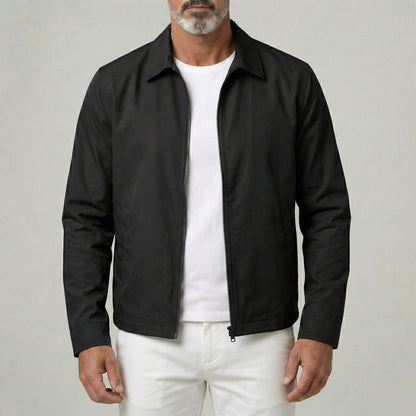 Men's Casual Plain Turndown Collar Slant Pockets Outdoor Zip Up Jacket