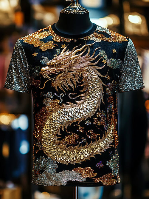 Men's Business Tiger Print Short Sleeve T-Shirt