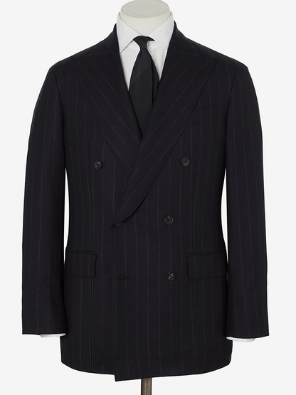 Men's Stylish Striped Design Double Breasted Pocket Design Casual Suit