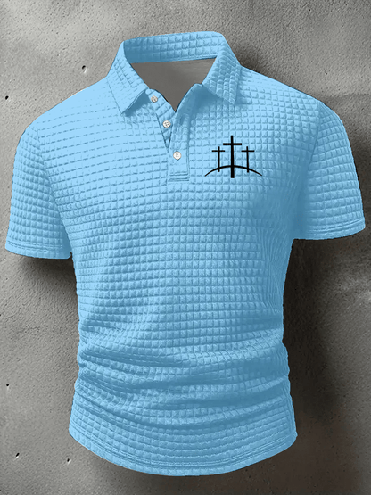 Men's Faith Printed Casual Checkered Fabric Polo Shirt