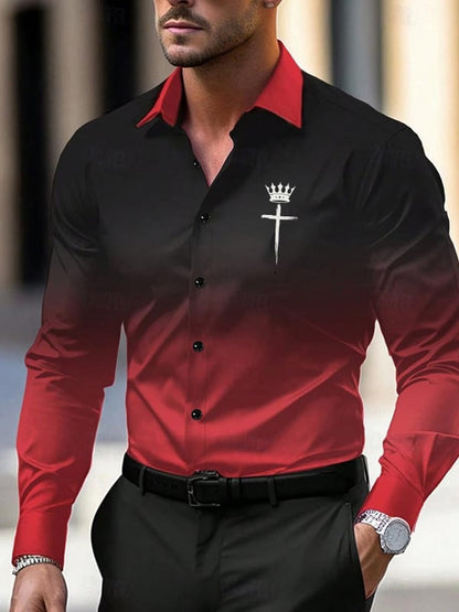 Men's Street Style Business Striped Printed Long Sleeve Shirt