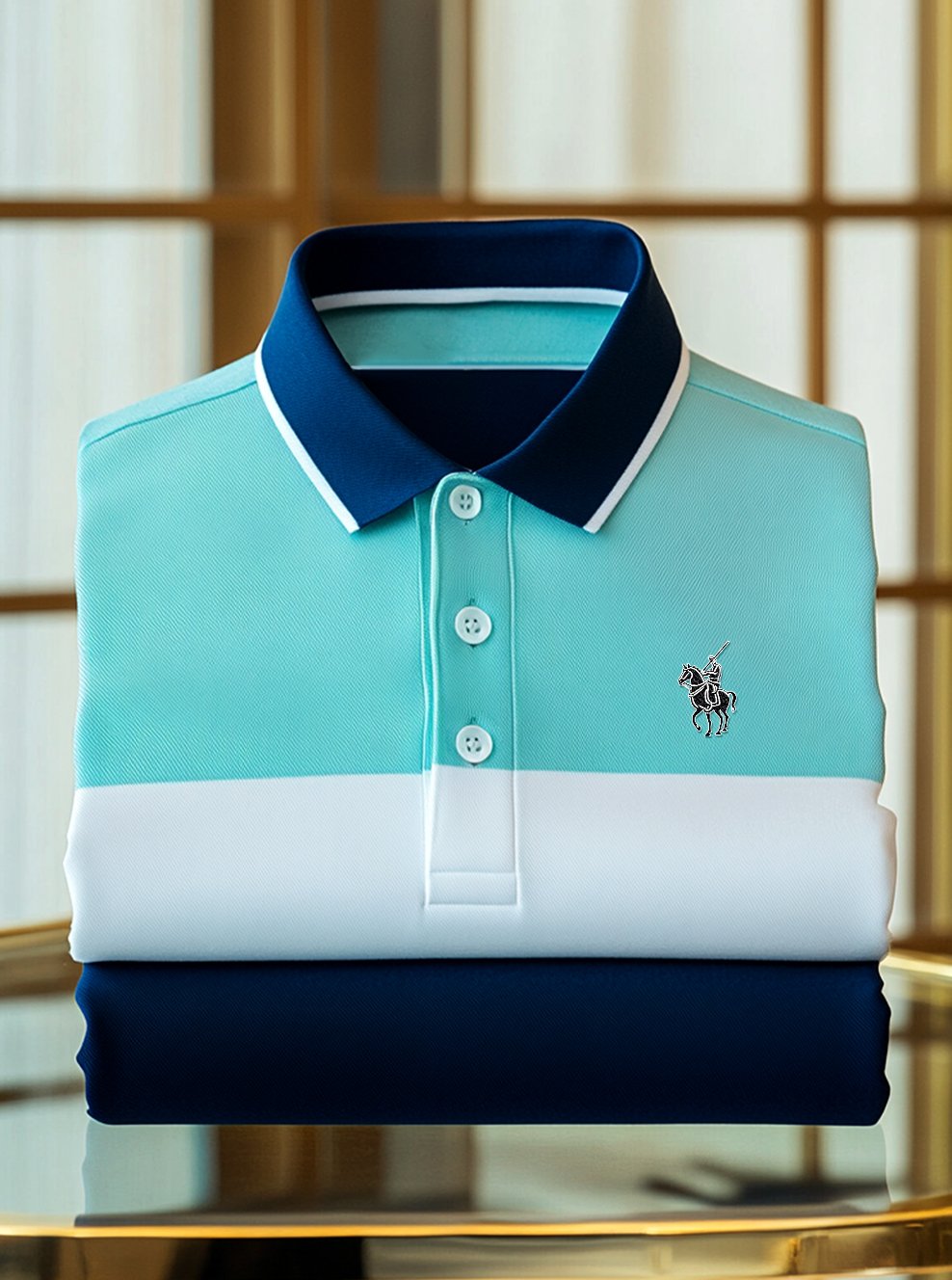 Men's Business Casual Button Short Sleeve Polo Shirt