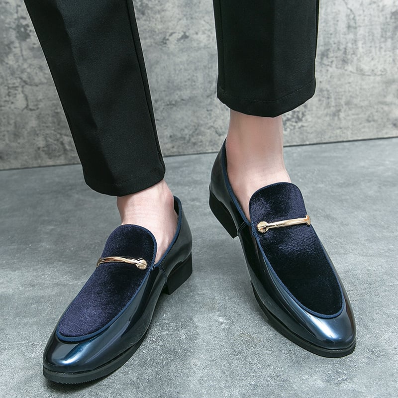 Fashion British Style Solid Color Patent Leather Suede Business Casual Leather Shoes