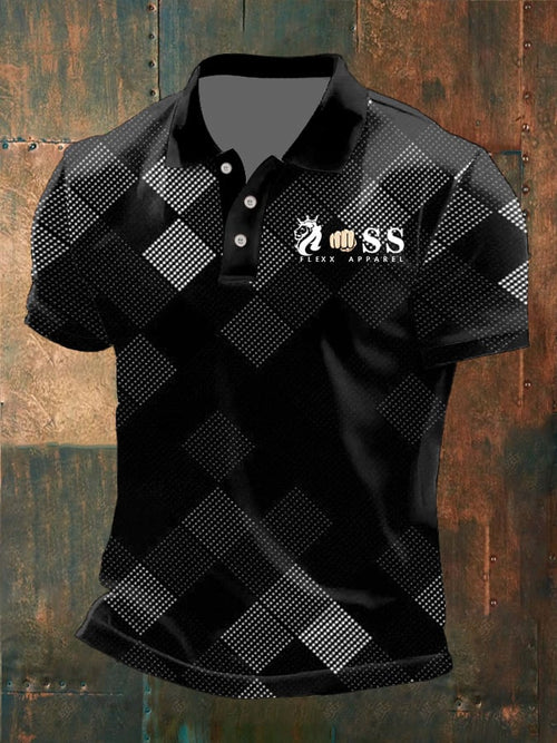 Men's Casual Retro Geometric Business Polo