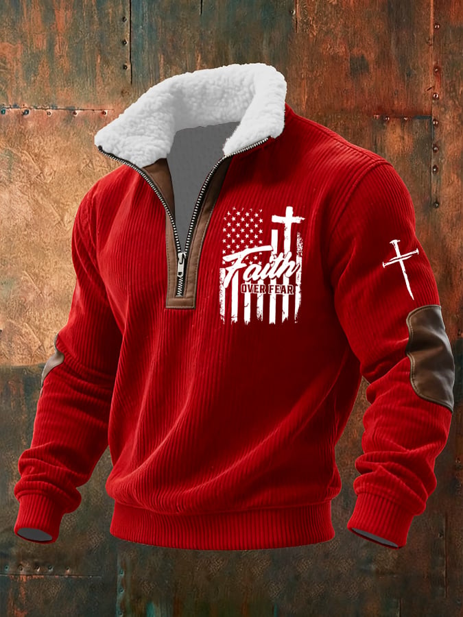 Men's Casual Faith Retro Textured Sweatshirt
