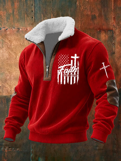 Men's Casual Faith Retro Textured Sweatshirt