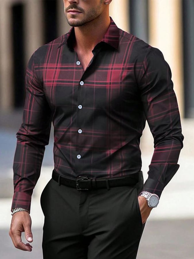 Men's Plaid Business Casual Shirt