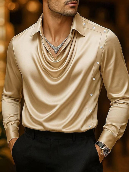 Men's Business Casual Satin Shirt
