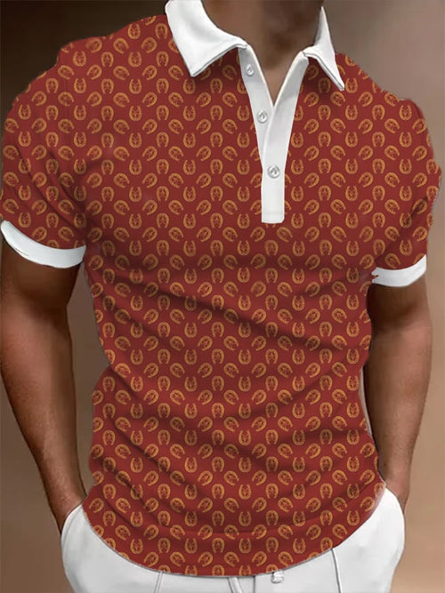 Men's Jockey Club Design Button Short Sleeve Casual Polo Shirt