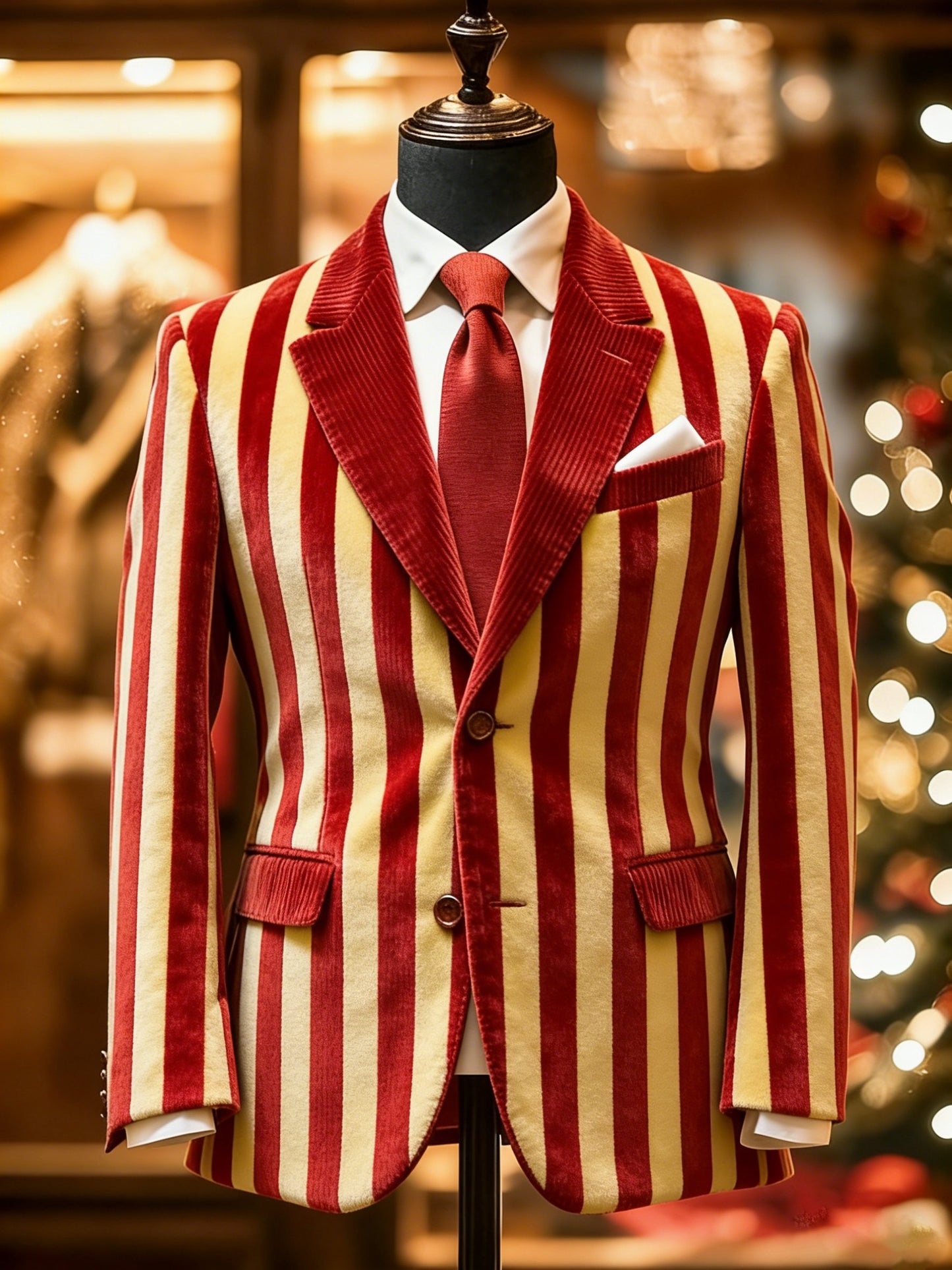 Striped Mardi Gras Men's Vintage Casual Corduroy Blazer