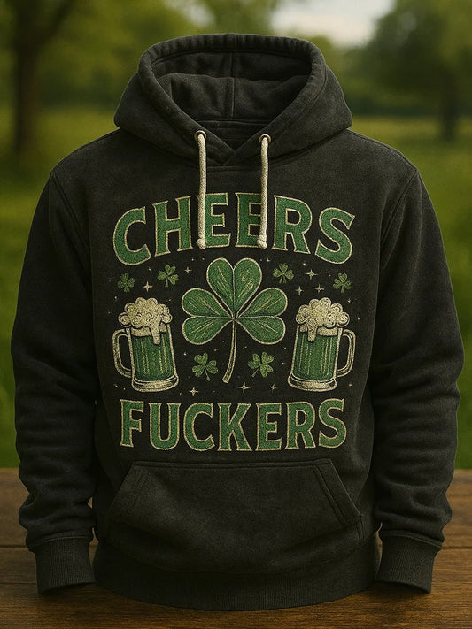 Men's St. Patrick's Day Retro Art Print Crew Neck Top
