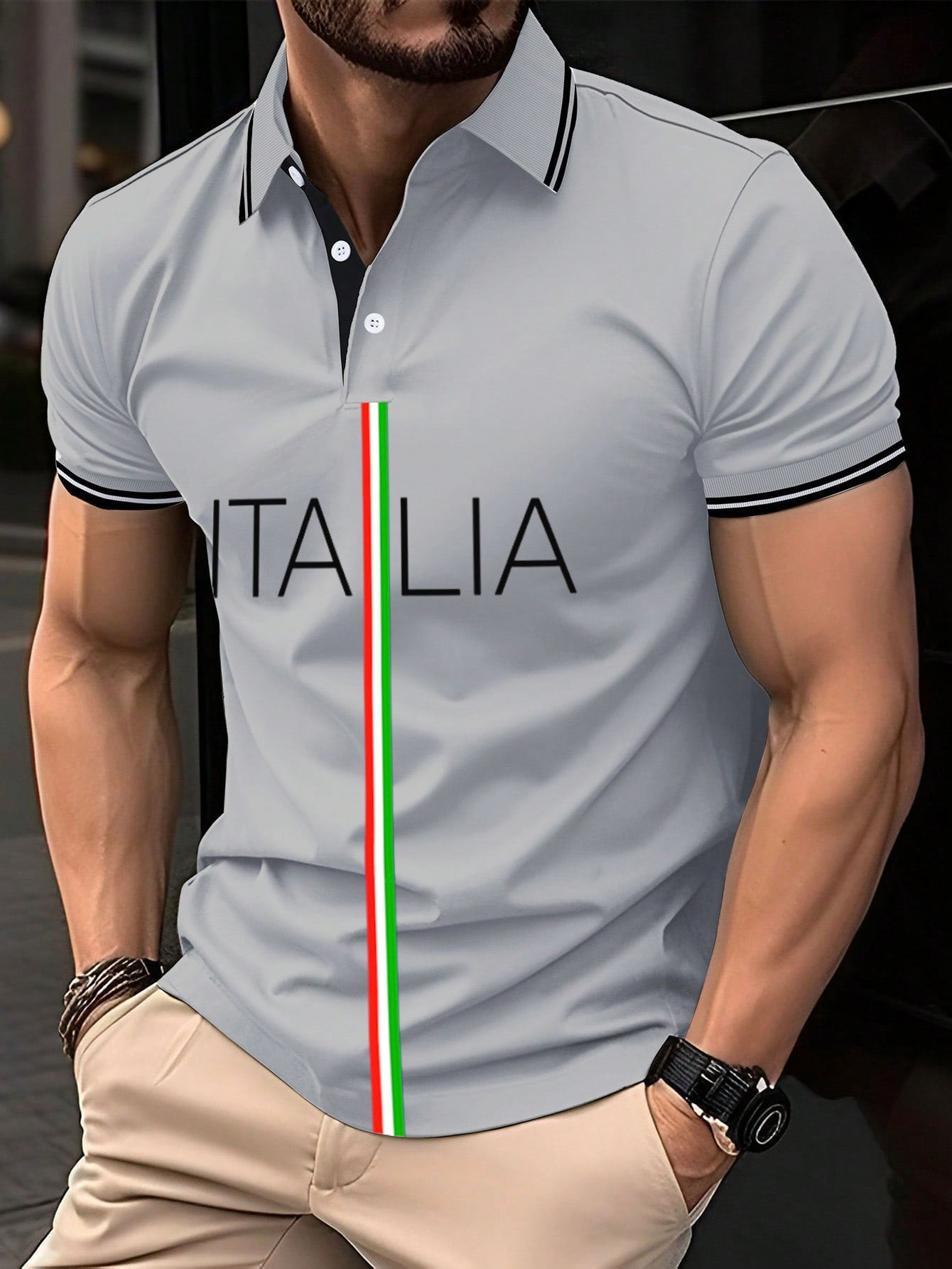 Men's "Italy" printed polo shirt