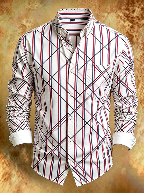 Men's Retro Abstract Art Print Comfortable Business Style Shirt
