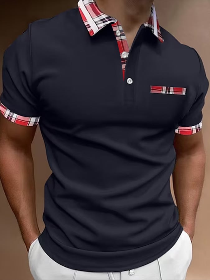 Short Sleeve Printed Pullover Polo Shirt