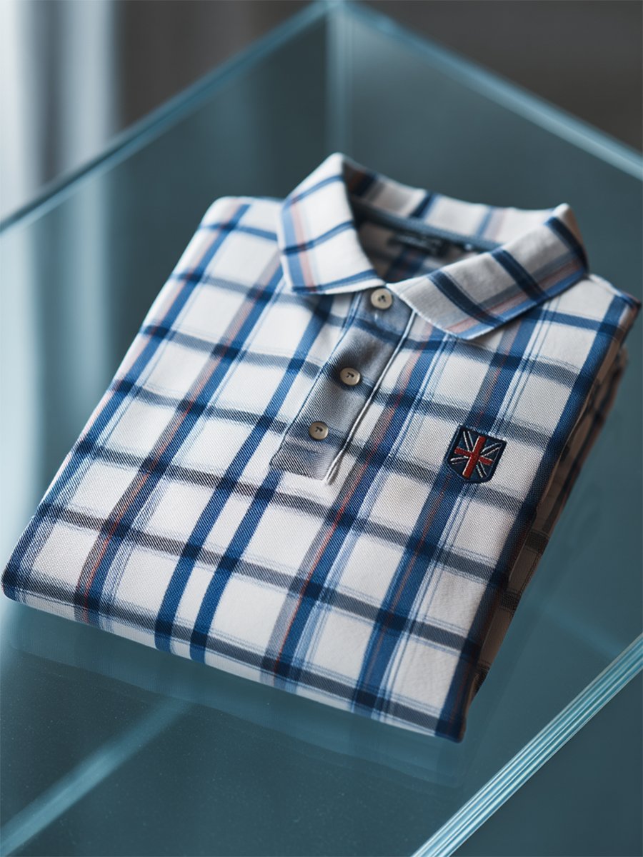 Men's Business Casual Union Jack Button Short Sleeve Polo Shirt