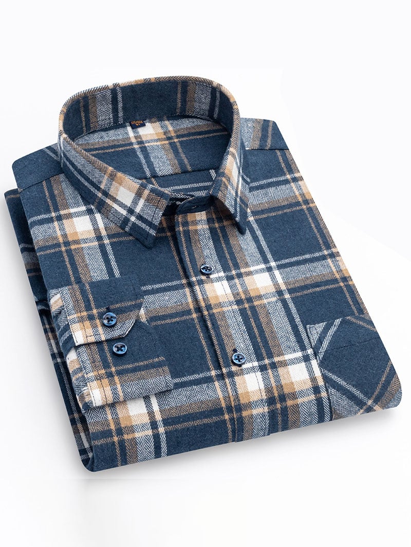 Men'S Retro Plaid Cotton Shirt