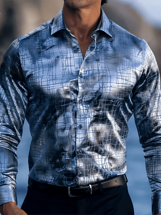Men's Satin Luxe Long Sleeve Button Down Shirt