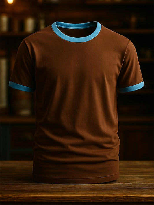 Men's Casual Contrast Color Short-Sleeved T-Shirt