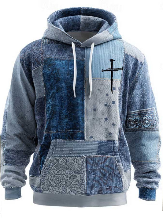 Men's Faith Print Long-Sleeve Hooded Sweatshirt