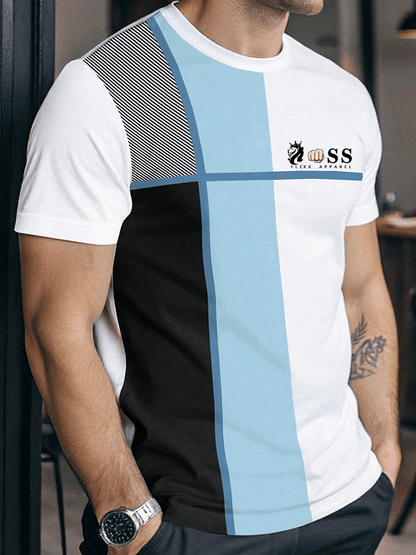 Men's Retro Letter Print Crew Neck T-Shirt