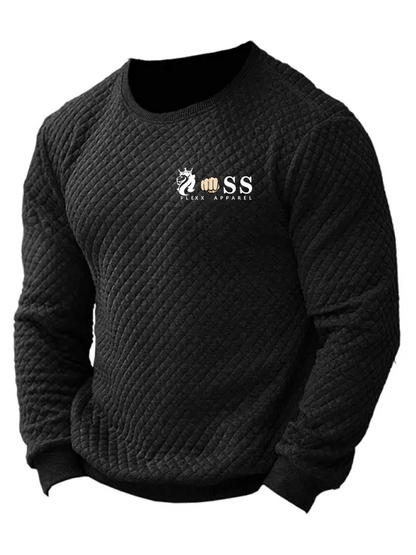 Men's Retro Letter Print Plaid Crew Neck Sweatshirt
