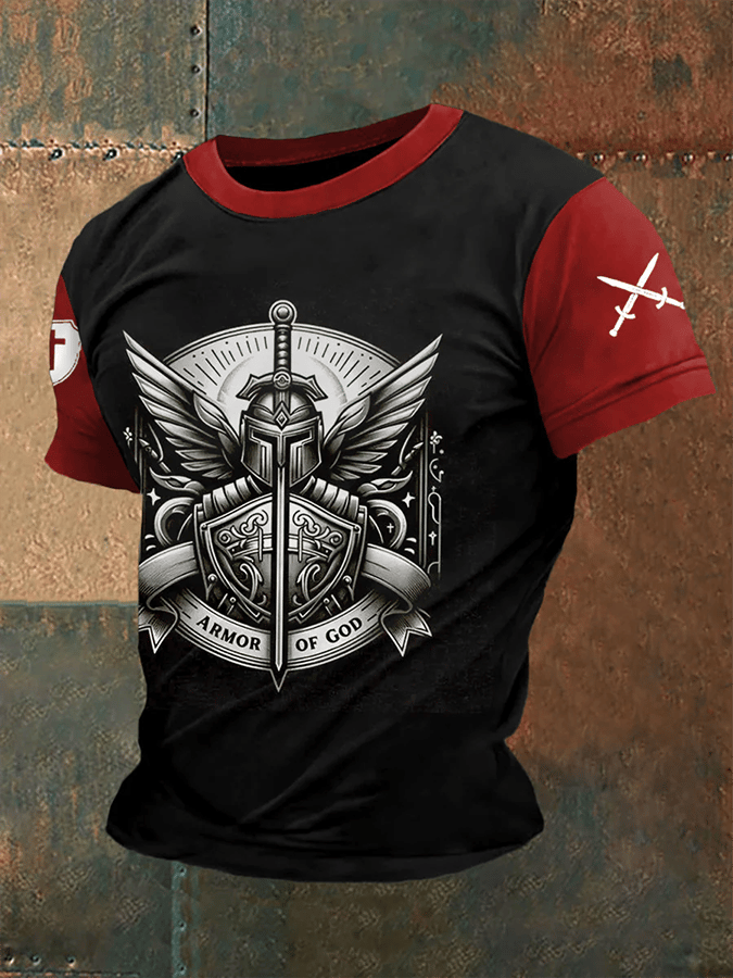 Men's Armor Of God Print Casual Tee