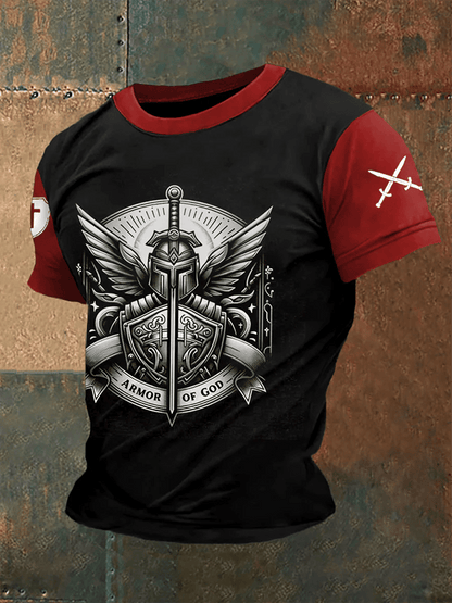 Men's Armor Of God Print Casual Tee