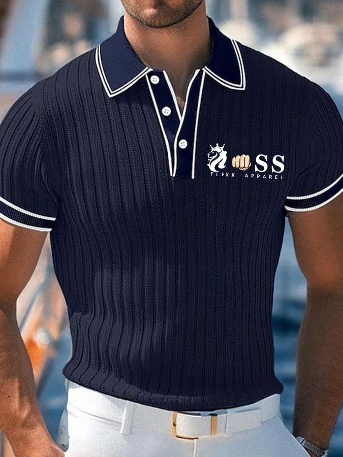 Men's Casual Geometric Art Business Knitted Jacquard Polo