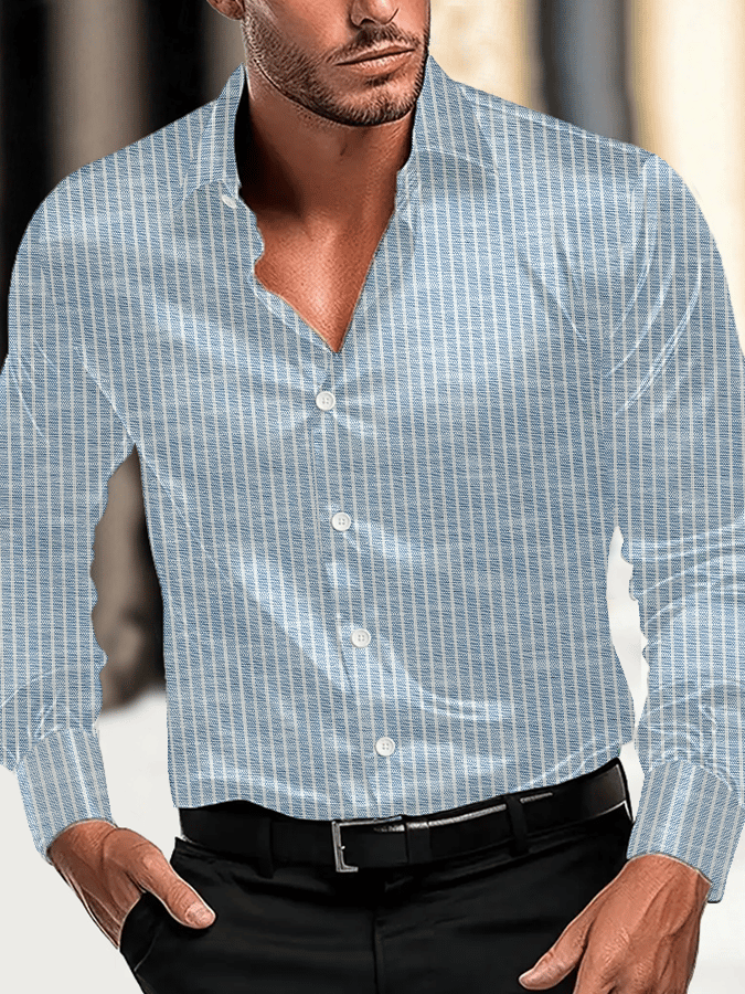 Men's Vintage Business Casual Printed Satin Long Sleeve Shirt