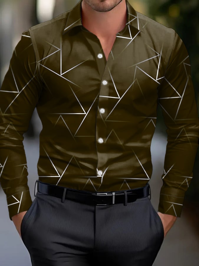 Men's Simple Business Style Geometric Pattern Print Shirt