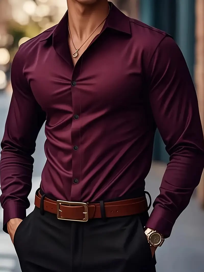 Men's Street Style Business Casual Printed Long Sleeve Shirt