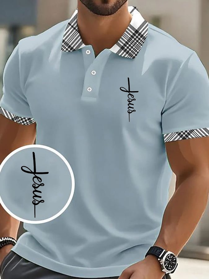 Men's Casual Contrast Color Faith Polo