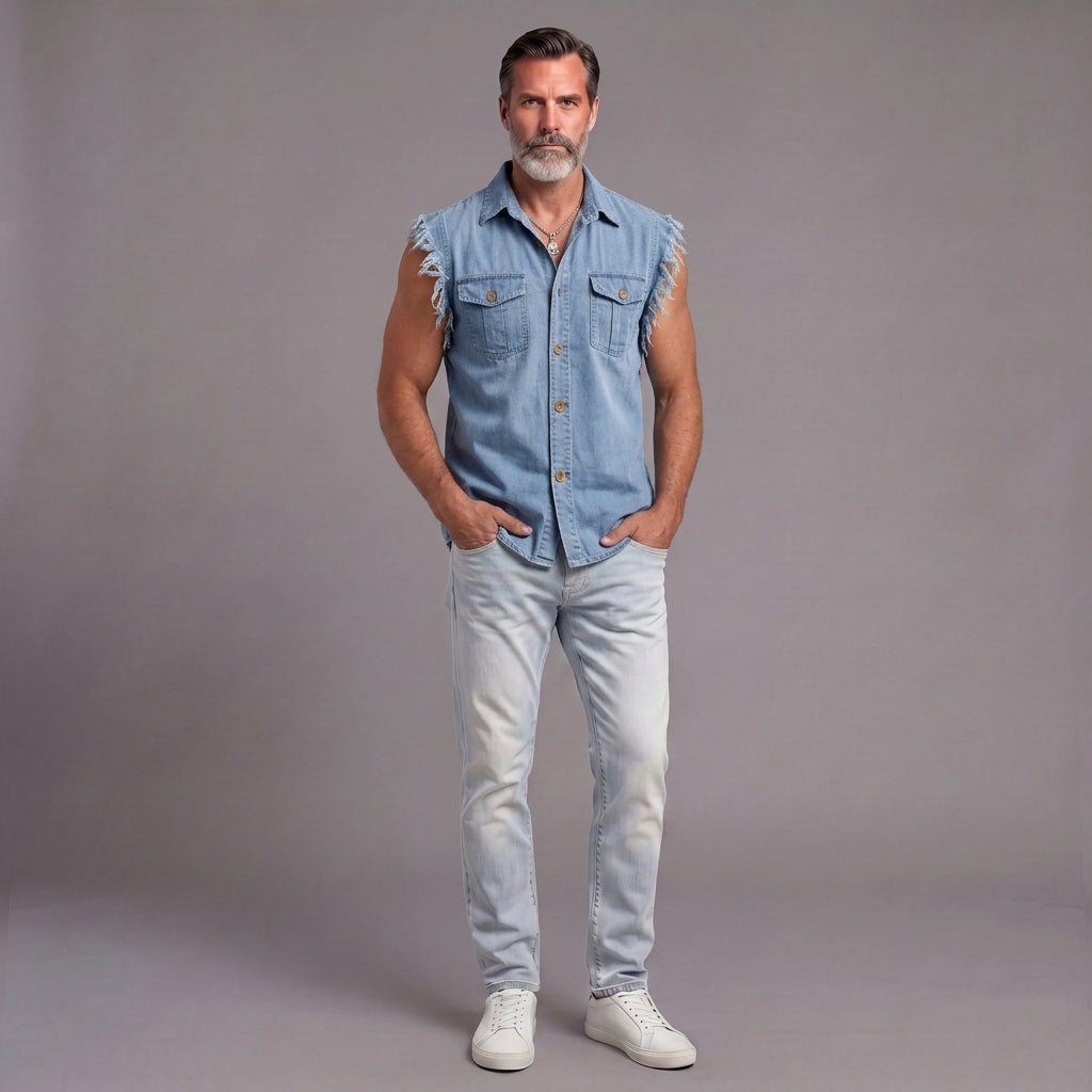 Collared Sleeveless Casual Tank Top