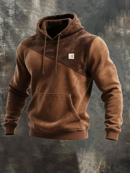 Men's Retro Distressed Color Block Print Casual Long Sleeve Sweatshirt