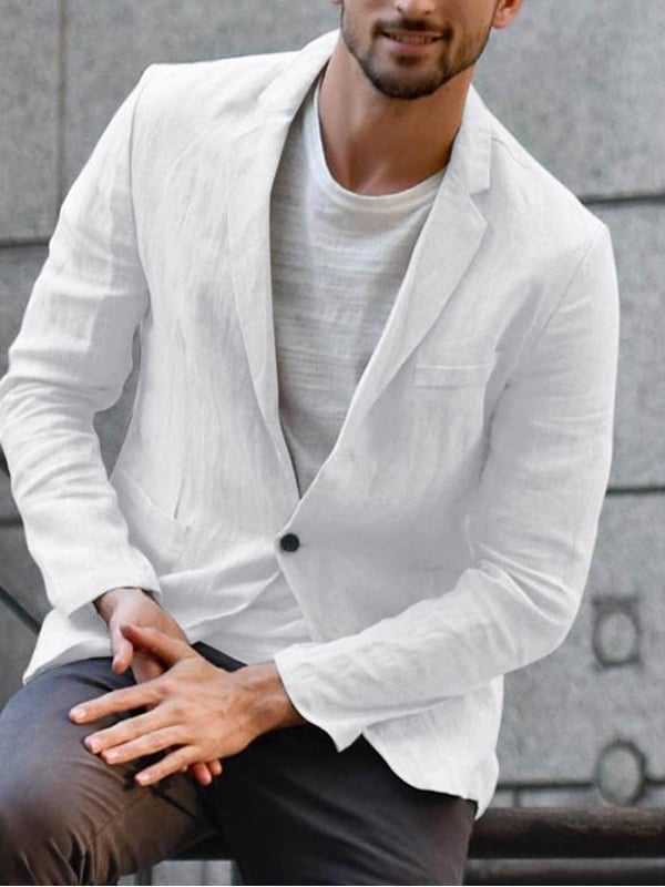 Men's casual loose cotton and linen suit