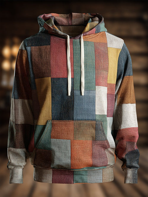 Men's Vintage Geometric Hooded