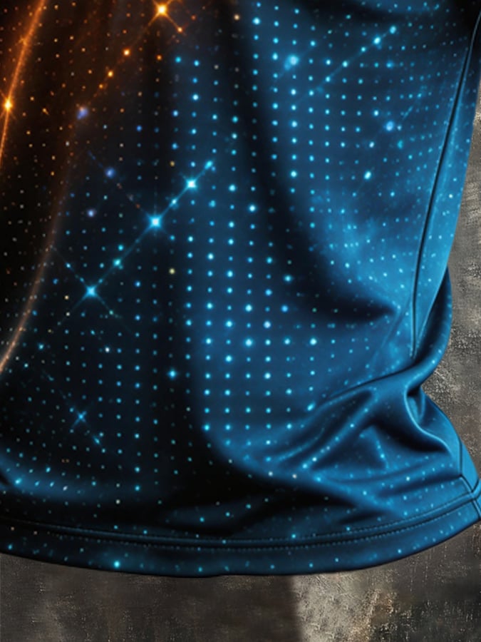 Men's Retro Color-Block Zip-Up T-Shirt