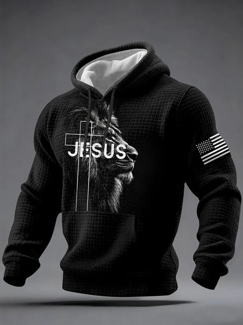 Men's Jesus Lion Printed Casual Hoodie-Fast Shipping