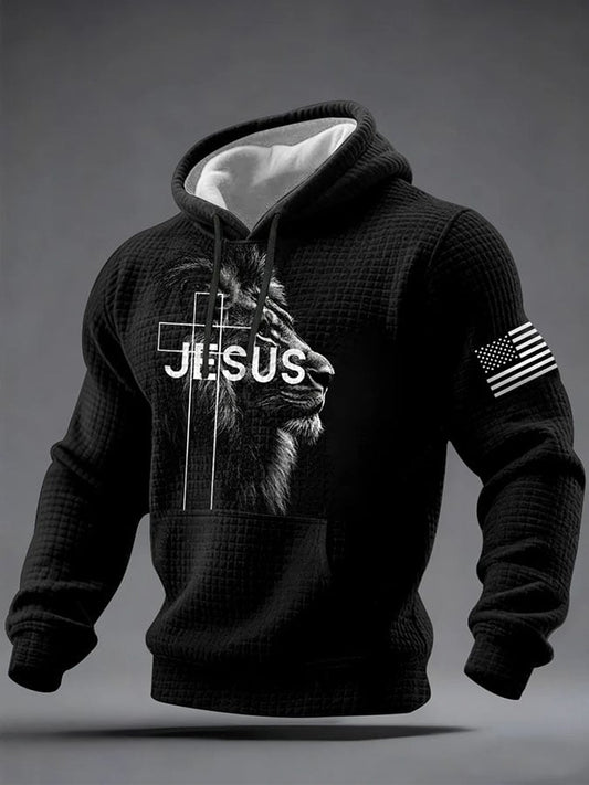 Men's Jesus Lion Printed Casual Hoodie-Fast Shipping