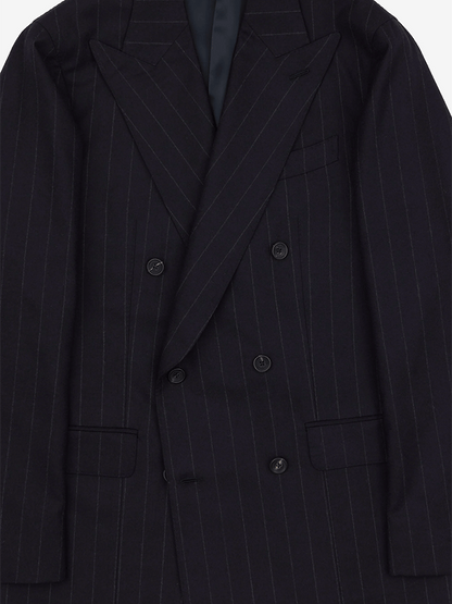 Men's Stylish Striped Design Double Breasted Pocket Design Casual Suit