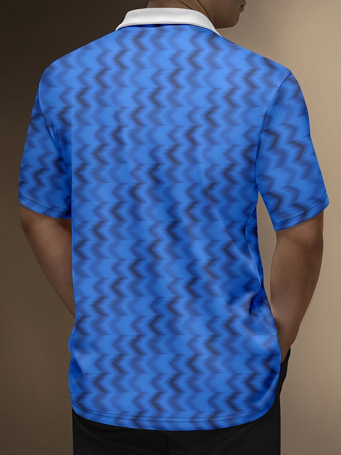 Men's Fashionable Geometric Short Sleeved Polo Shirt