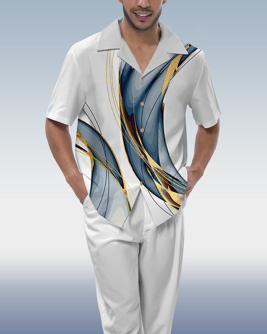 Rianmond Men's Sci-Fi Graphic Short Sleeve Walking Suit