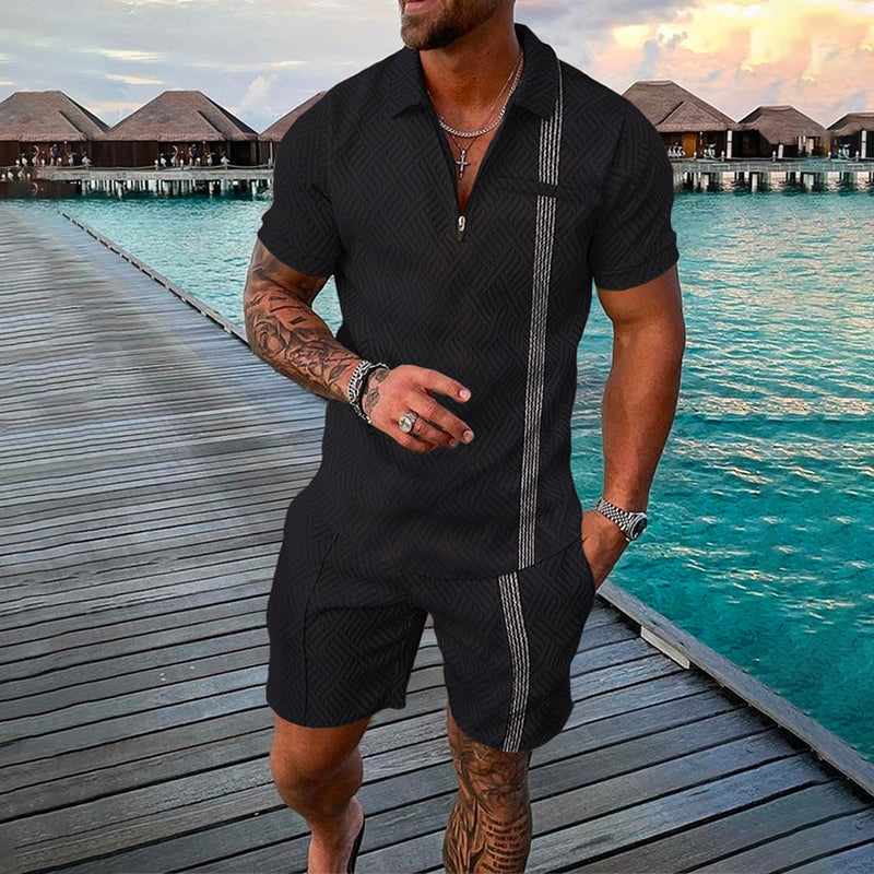 Fashion Men's Short Sleeve Polo Shirt Set
