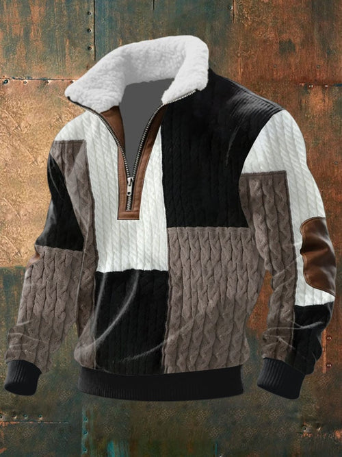 Men's Cable Textured Print Casual Sweatshirt