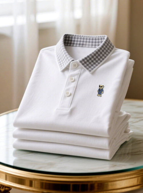 Men's Business Casual Button Short Sleeve Polo Shirt
